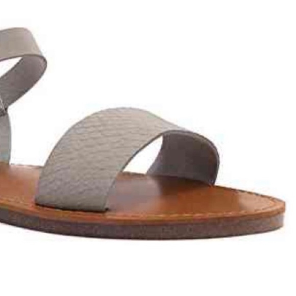 Gray Open Toes One Band Ankle Strap Flat Sandal - Picture 6 of 11